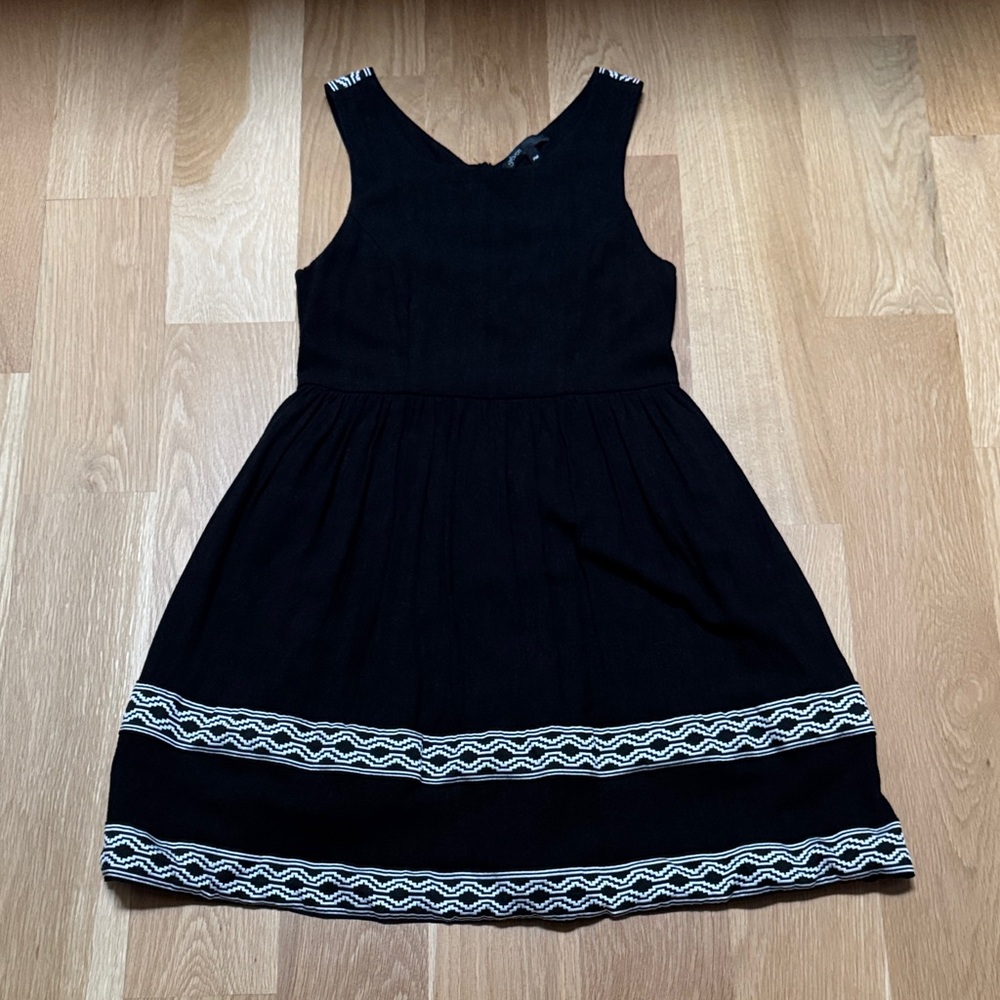 Gibson Black Sundress with White Embroidered detail